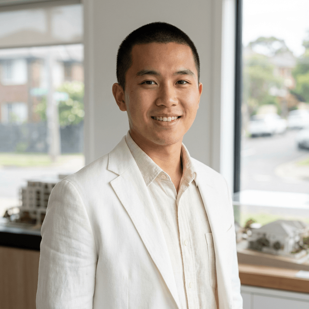 Male property manager in his 30s in a commercial building